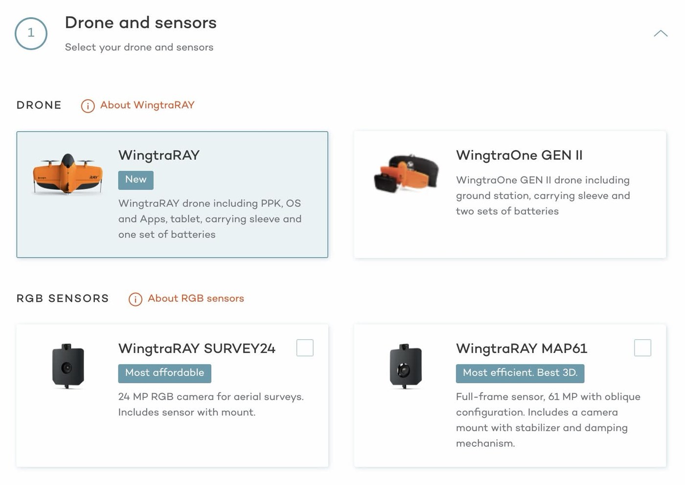 Wingtra configurator